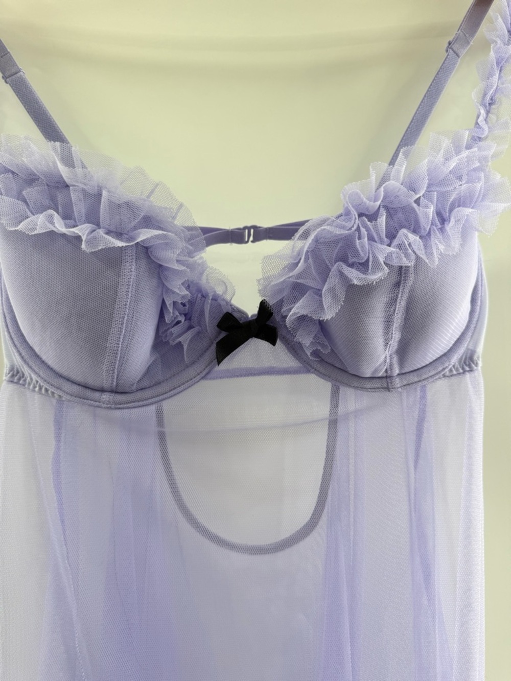 NWT Victoria’s Secret Silk Trim Babydoll Ruffle Coquette Chemise Purple Size 34B - Picture 2 of 12
